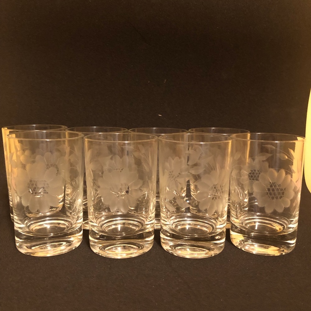 8 Cornflower Patterned Juice Glasses